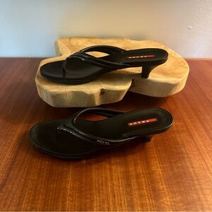 Prada Patent Flip Flop Kitten Heels